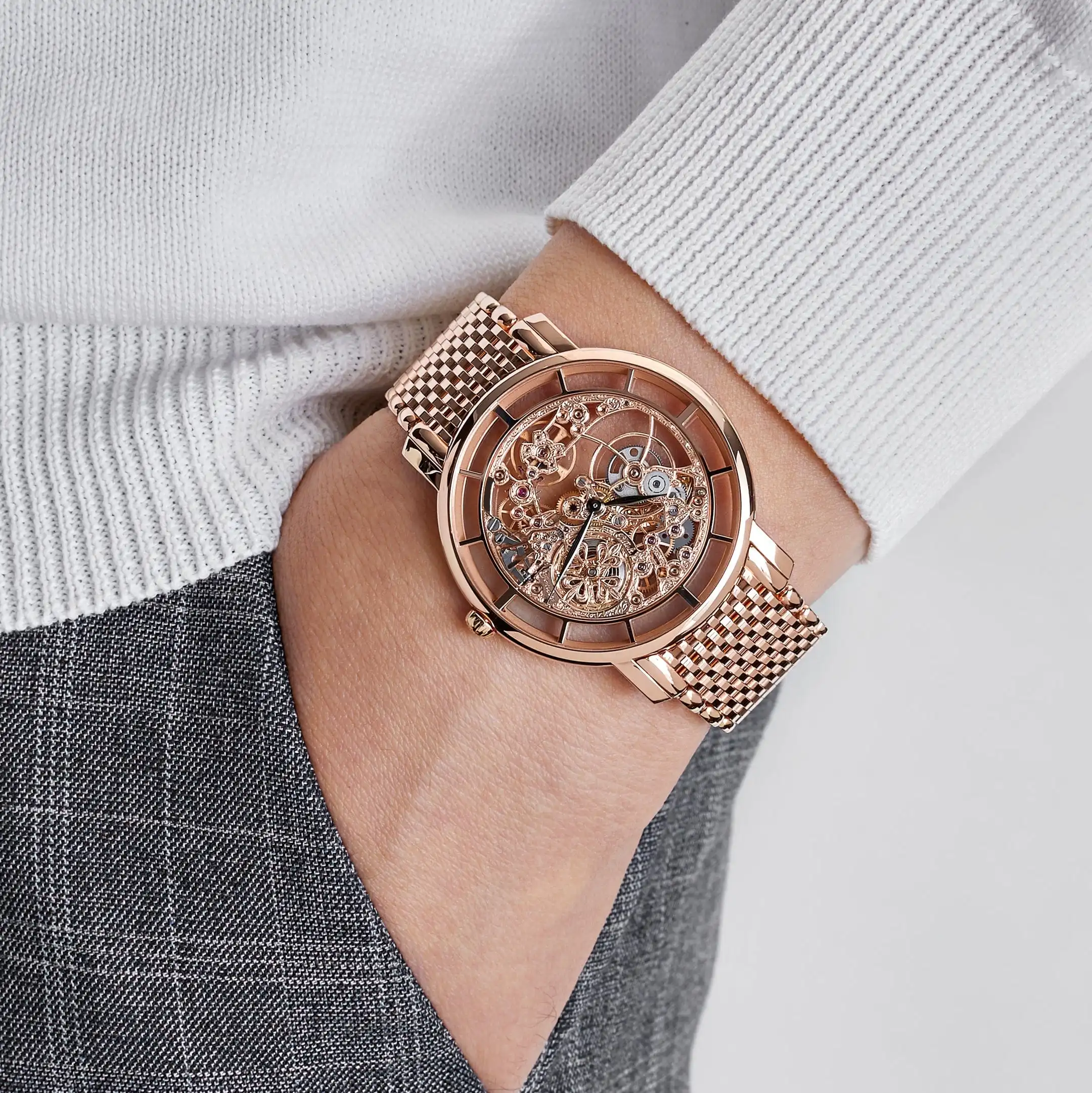 Replica Patek Philippe Calatrava Complications 5180/1R-001 Rose Gold Skeleton Dial - Image 2