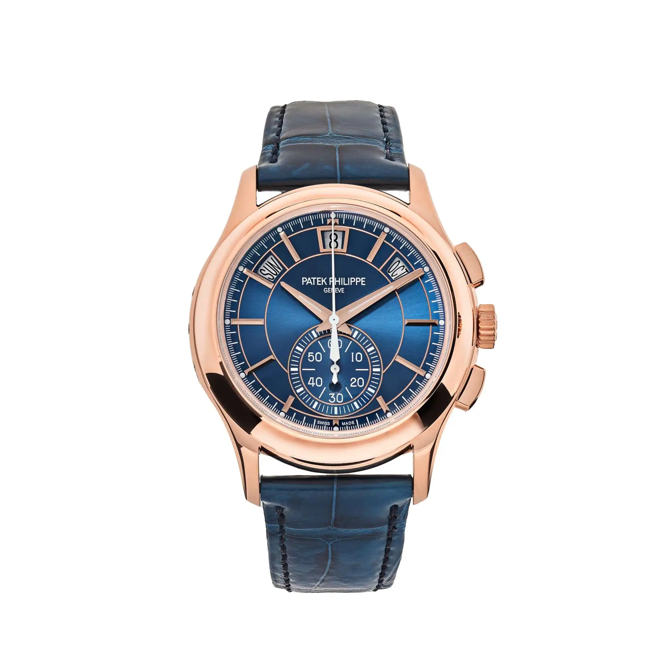 Replica Patek Philippe Complications 5905R-010 Annual Calendar Flyback Chronograph Rose Gold Blue Dial
