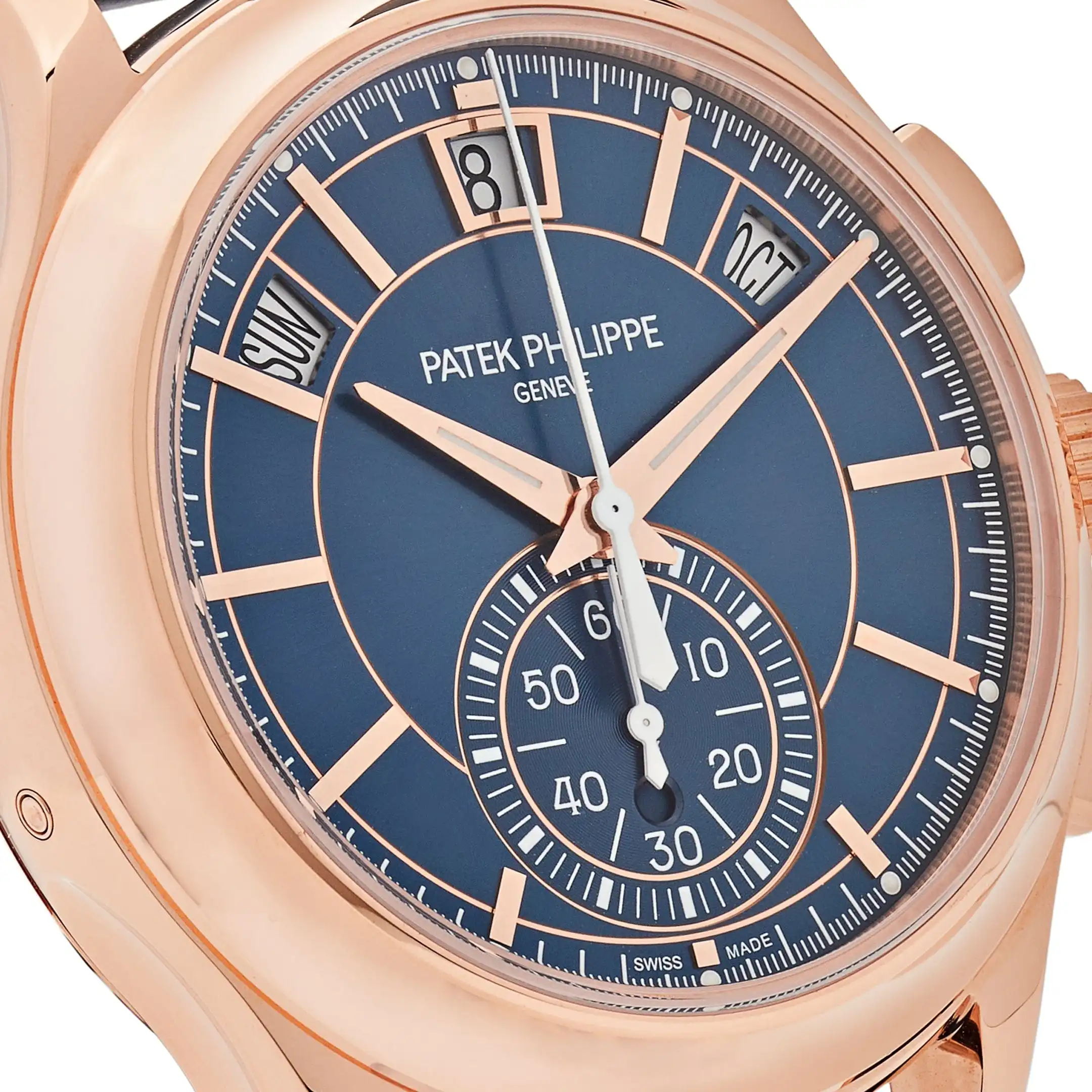 Replica Patek Philippe Complications 5905R-010 Annual Calendar Flyback Chronograph Rose Gold Blue Dial - Image 5