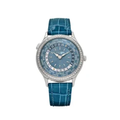 Replica Patek Philippe Complications 7130G-016 Ladies World Time l White Gold Gray-Blue Dial Diamond Bezel