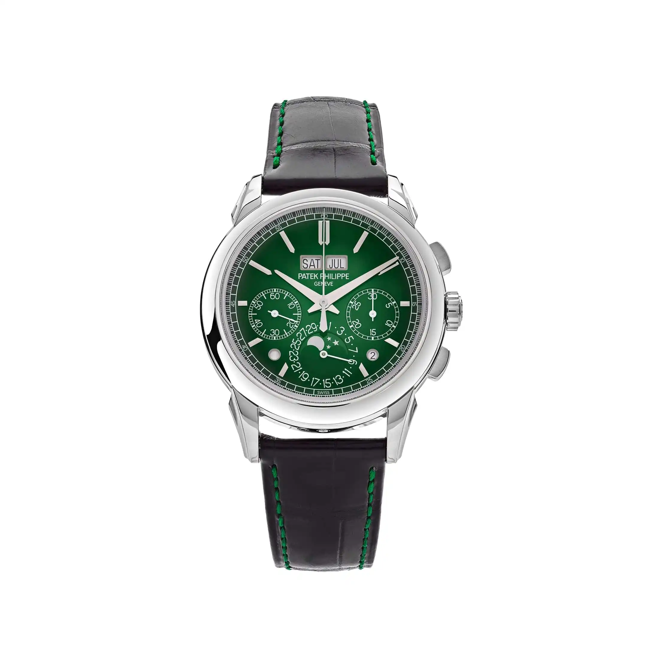 Replica Patek Philippe Grand Complications 5270P-014 Perpetual Calendar Chronograph Platinum Green Dial