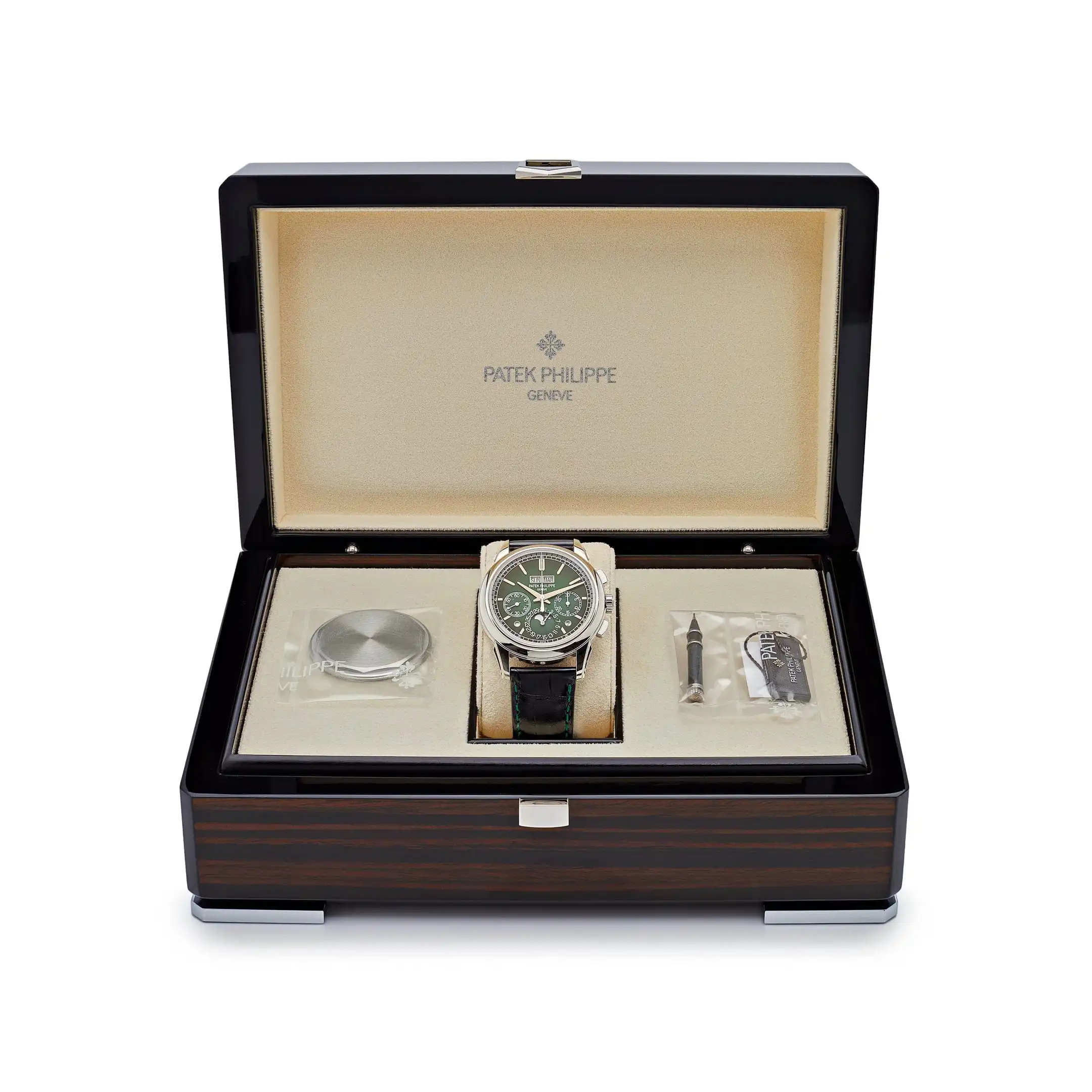 Replica Patek Philippe Grand Complications 5270P-014 Perpetual Calendar Chronograph Platinum Green Dial - Image 8