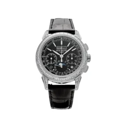 Replica Patek Philippe Grand Complications  5271P-001  Perpetual Calendar Platinum Black Dial Baguette Bezel