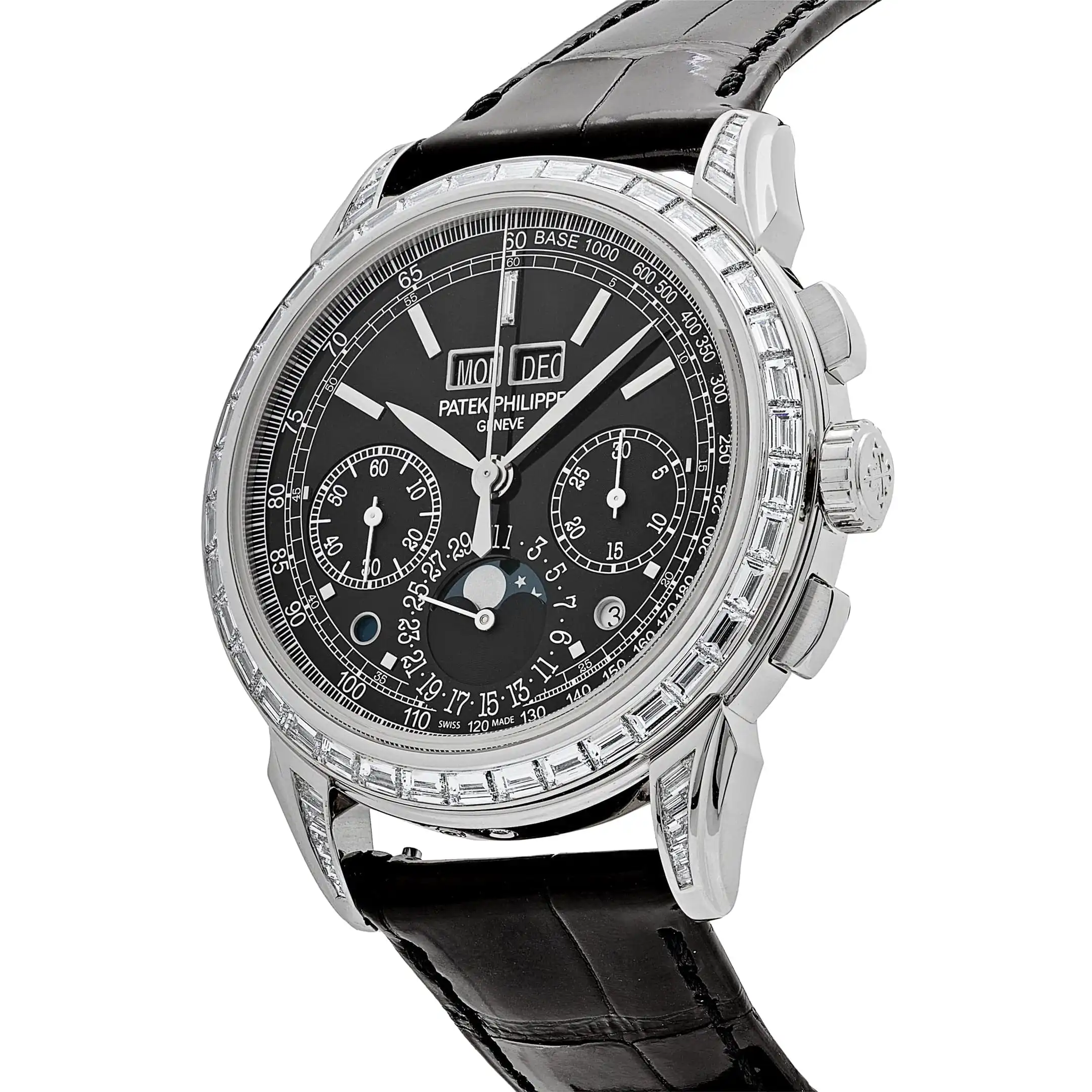 Replica Patek Philippe Grand Complications 5271P-001 Perpetual Calendar Platinum Black Dial Baguette Bezel - Image 4