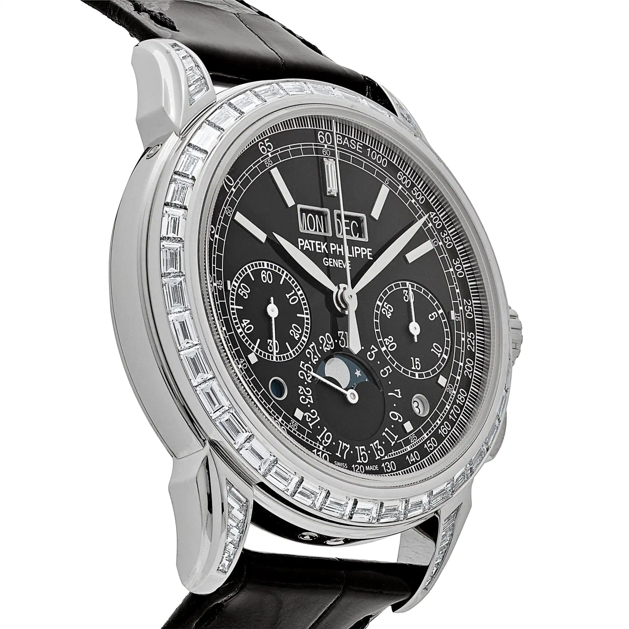 Replica Patek Philippe Grand Complications 5271P-001 Perpetual Calendar Platinum Black Dial Baguette Bezel - Image 3