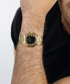 Alternative view of Replica Patek Philippe Nautilus 3800/1J-017 Yellow Gold Black Dial