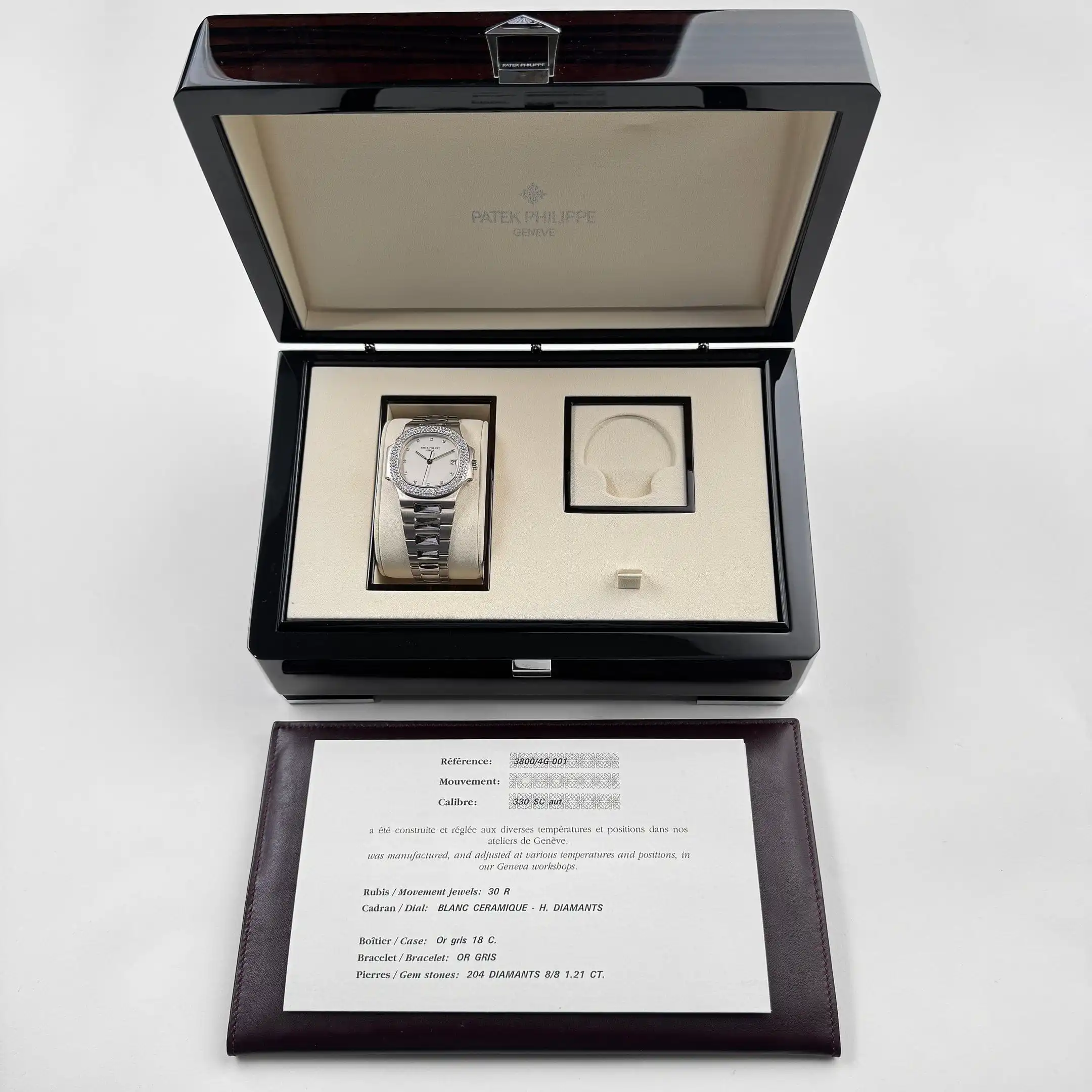 Replica Patek Philippe Nautilus 3800/4G-001 White Gold White Dial Diamond Set - Image 13