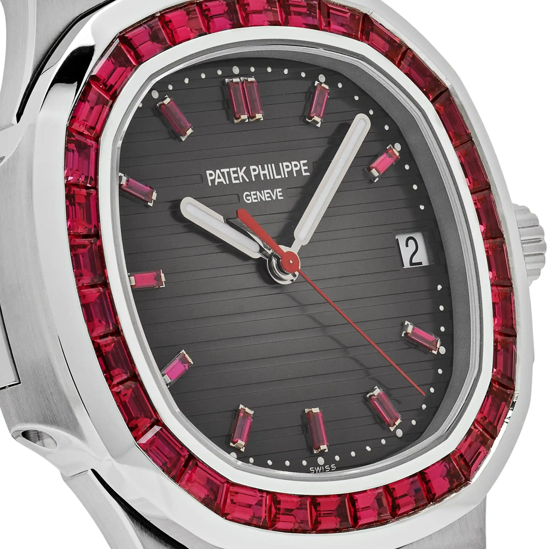 Replica Patek Philippe Nautilus 5711/112P-001 Platinum Grey Dial Ruby Bezel - Image 5