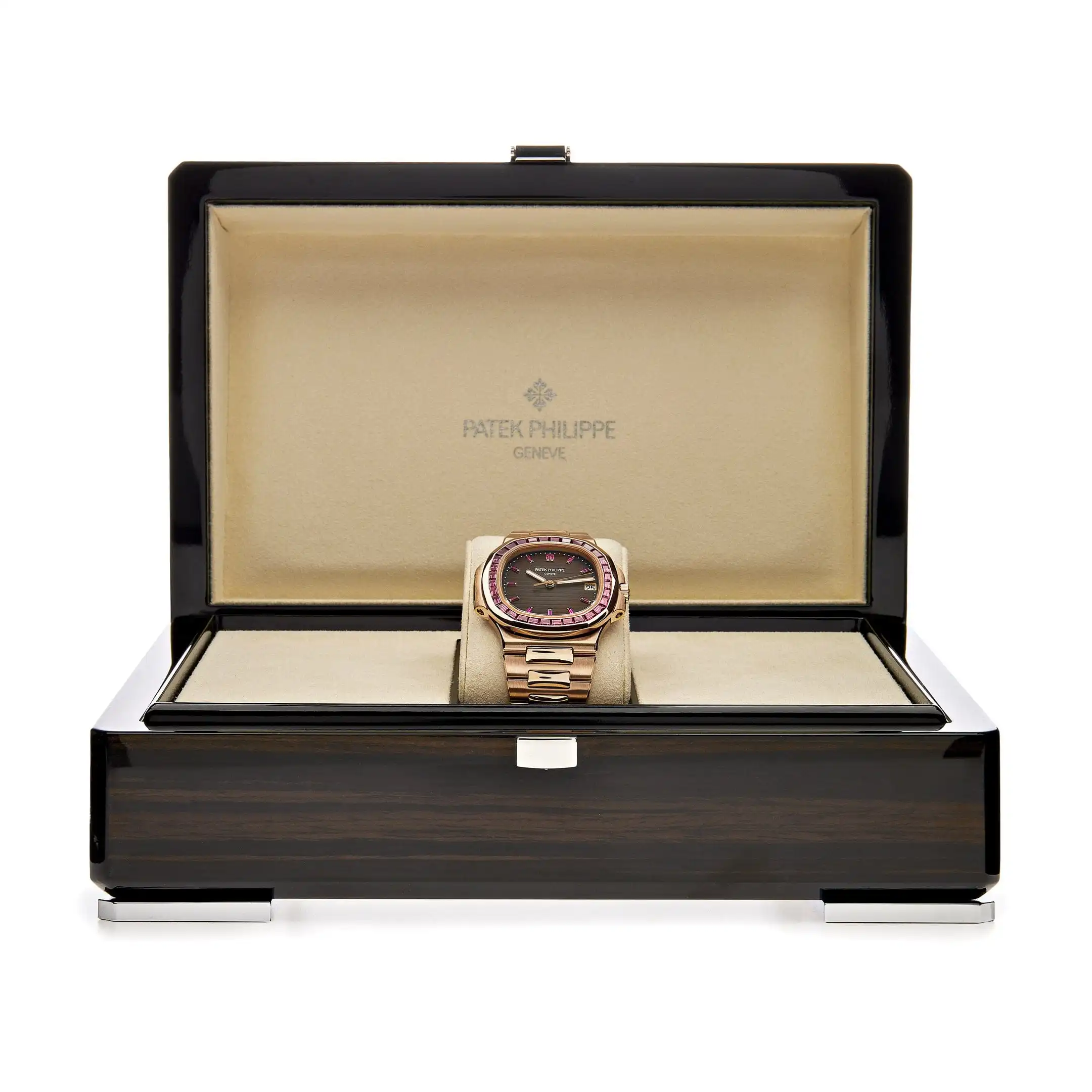 Replica Patek Philippe Nautilus 5723/112R-001 Rose Gold Ruby Bezel - Image 5