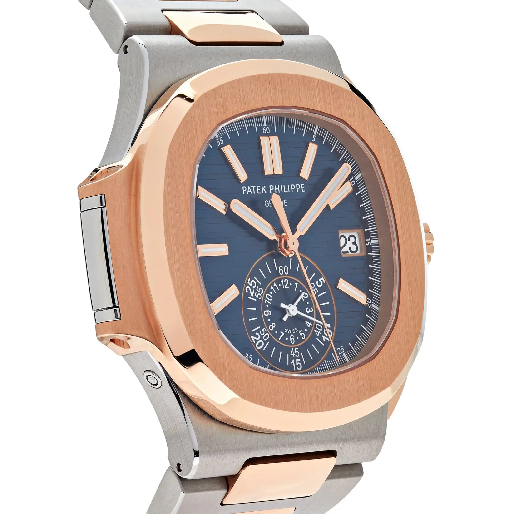 Replica Patek Philippe Nautilus 5980/1AR-001 Chronograph Stainless Steel Rose Gold Blue Dial - Image 4