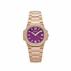 Replica Patek Philippe Nautilus 7010/1R-013 ‘Ladies’ Quartz Rose Gold Purple Diamond Bezel