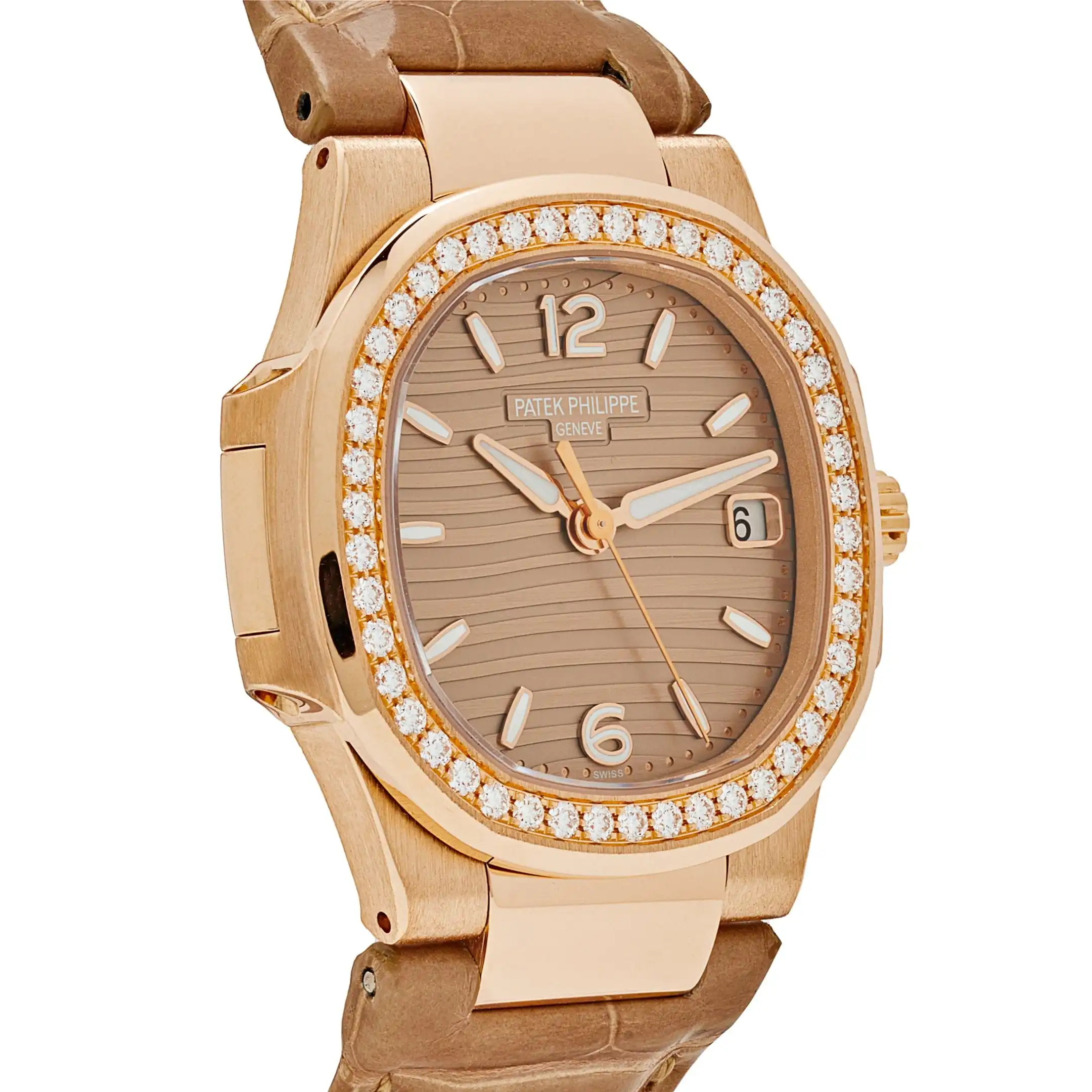 Replica Patek Philippe Nautilus 7010R-012 ‘Ladies’ Quartz Rose Gold Diamond Bezel - Image 4