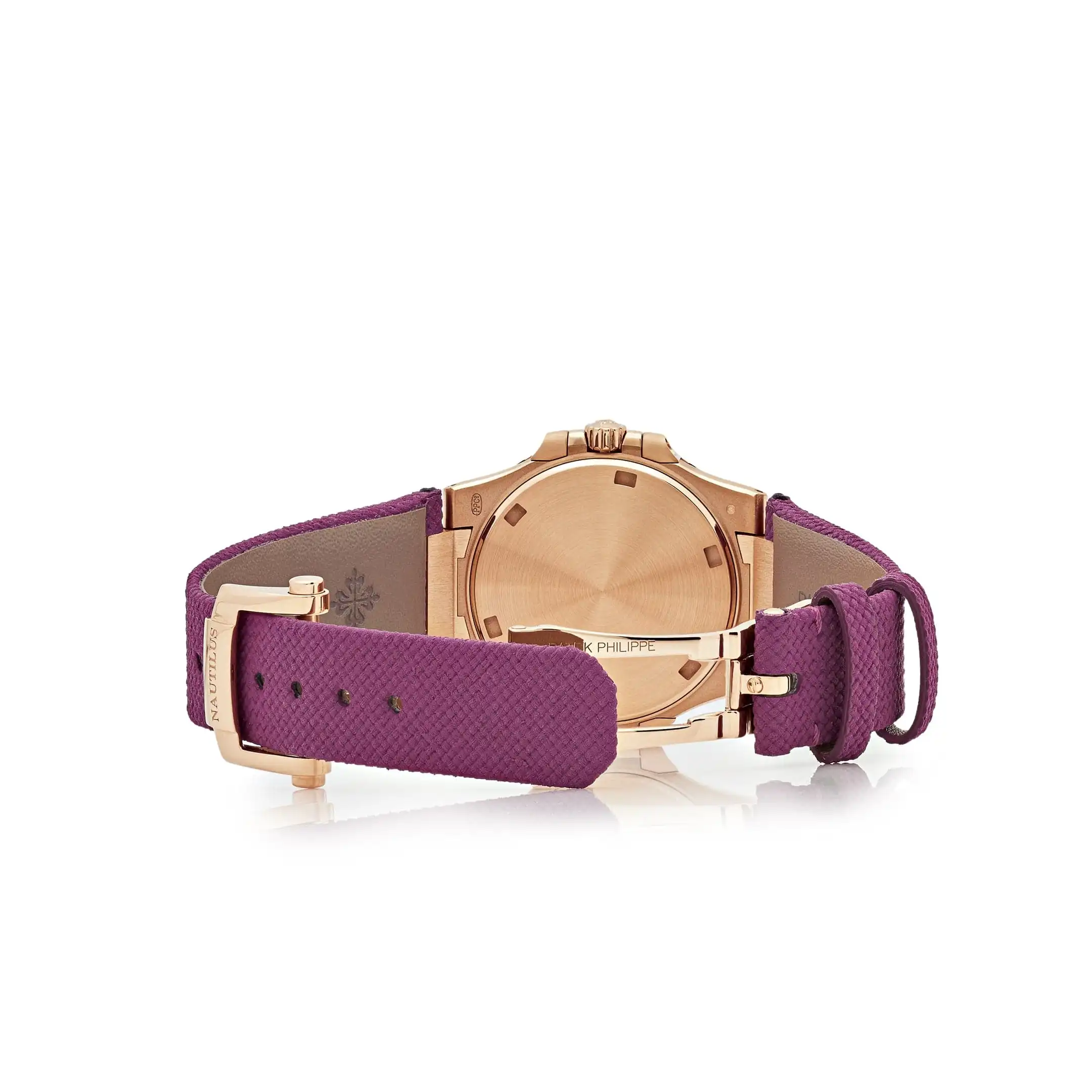 Replica Patek Philippe Nautilus 7010R-013 ‘Ladies’ Rose Gold Purple Dial Diamond Bezel - Image 6