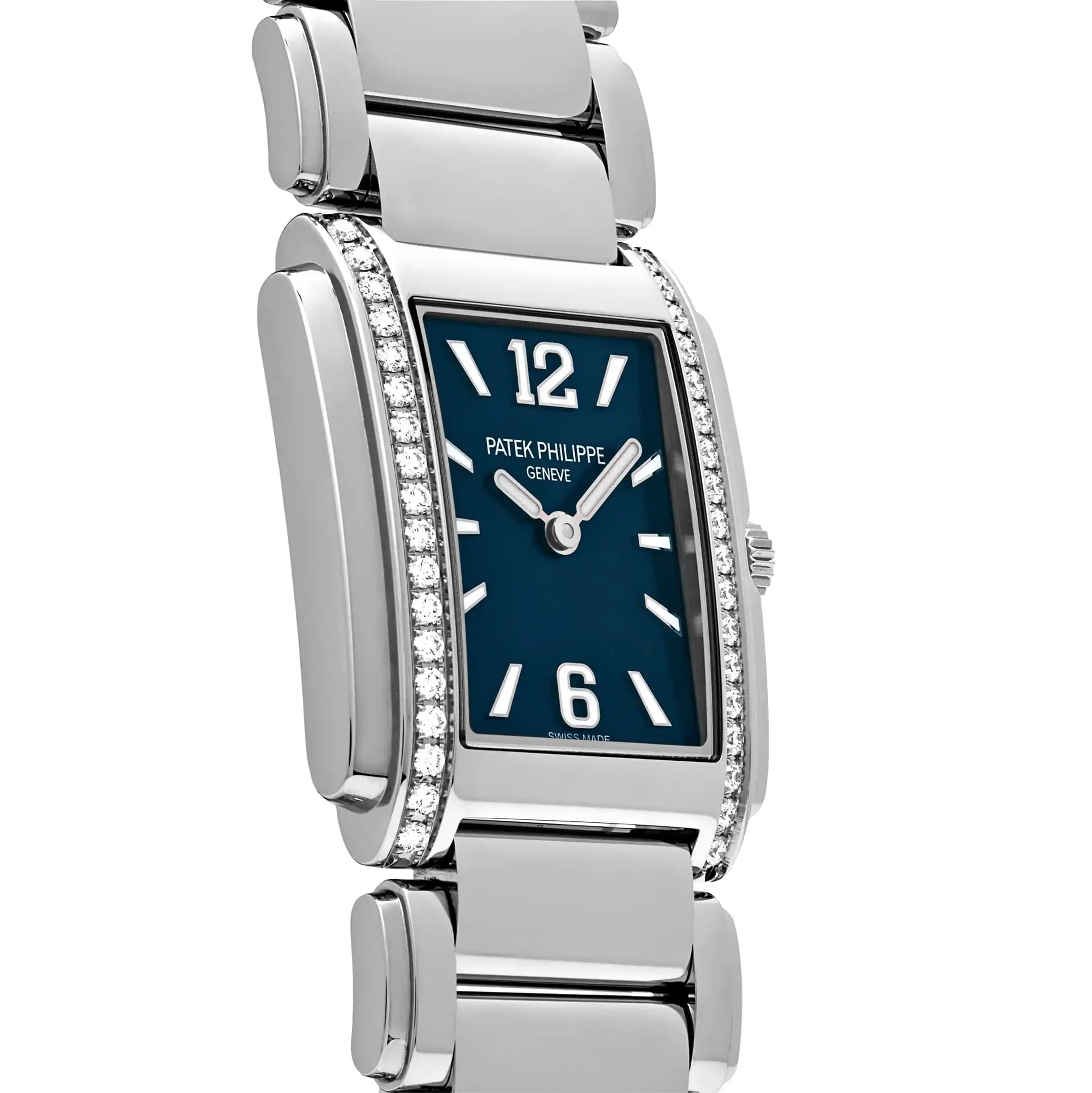 Replica Patek Philippe Twenty-4 4910/1200A-001 ‘Ladies’ Quartz Blue Dial Diamond Bezel - Image 4