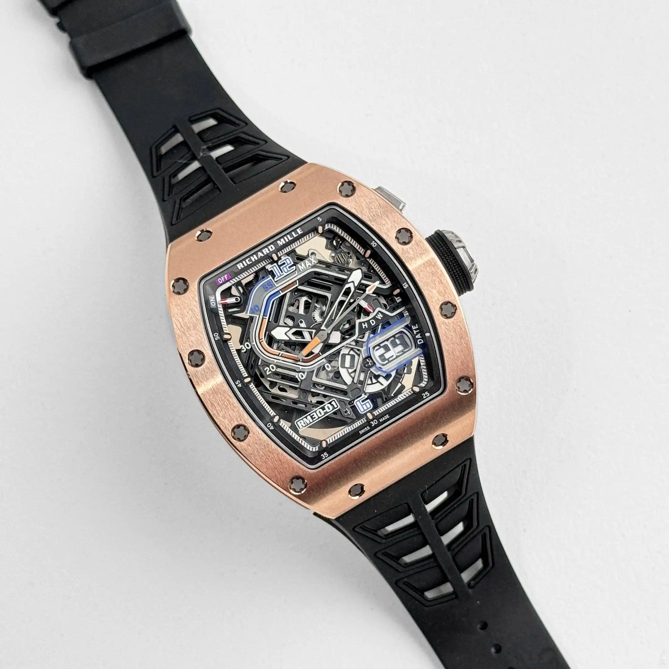 Richard Mille Replica RM 30-01 Declutchable Rotor Rose Gold Skeleton Dial - Image 3