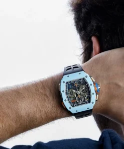 Alternative view of Richard Mille Replica RM 65-01 Automatic Winding Split-Seconds Chronograph Pastel Blue Quartz TPT