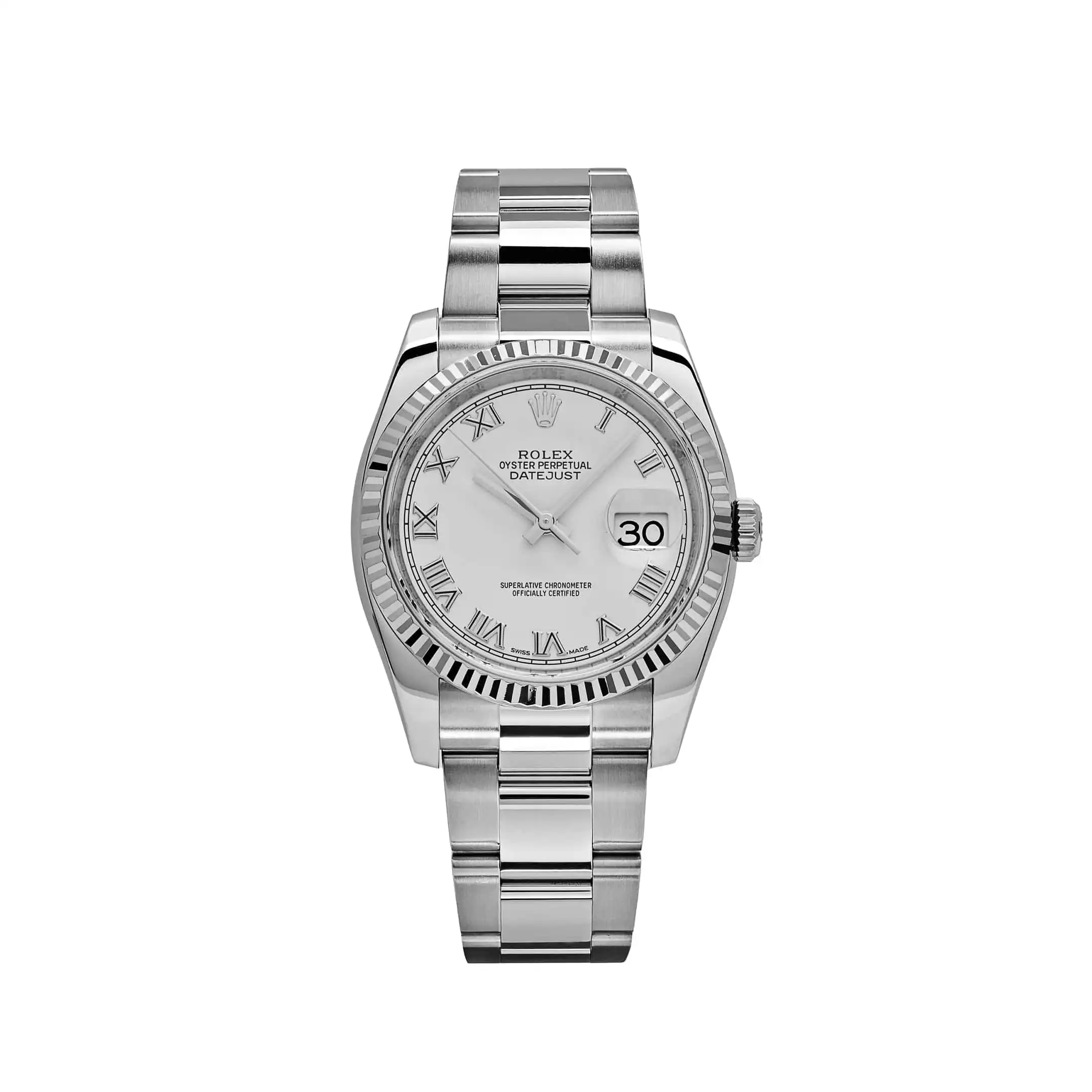 Rolex Datejust Replica 116234 Stainless Steel White Gold White Roman Numerals