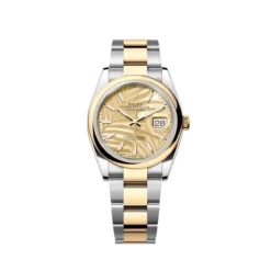 Rolex Datejust Replica 126203 Two-Toned Yellow Gold Stainless Steel Palm Motif Dial