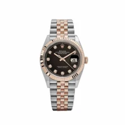 Rolex Datejust Replica 126231 Rose Gold Stainless Steel Black Diamond Dial
