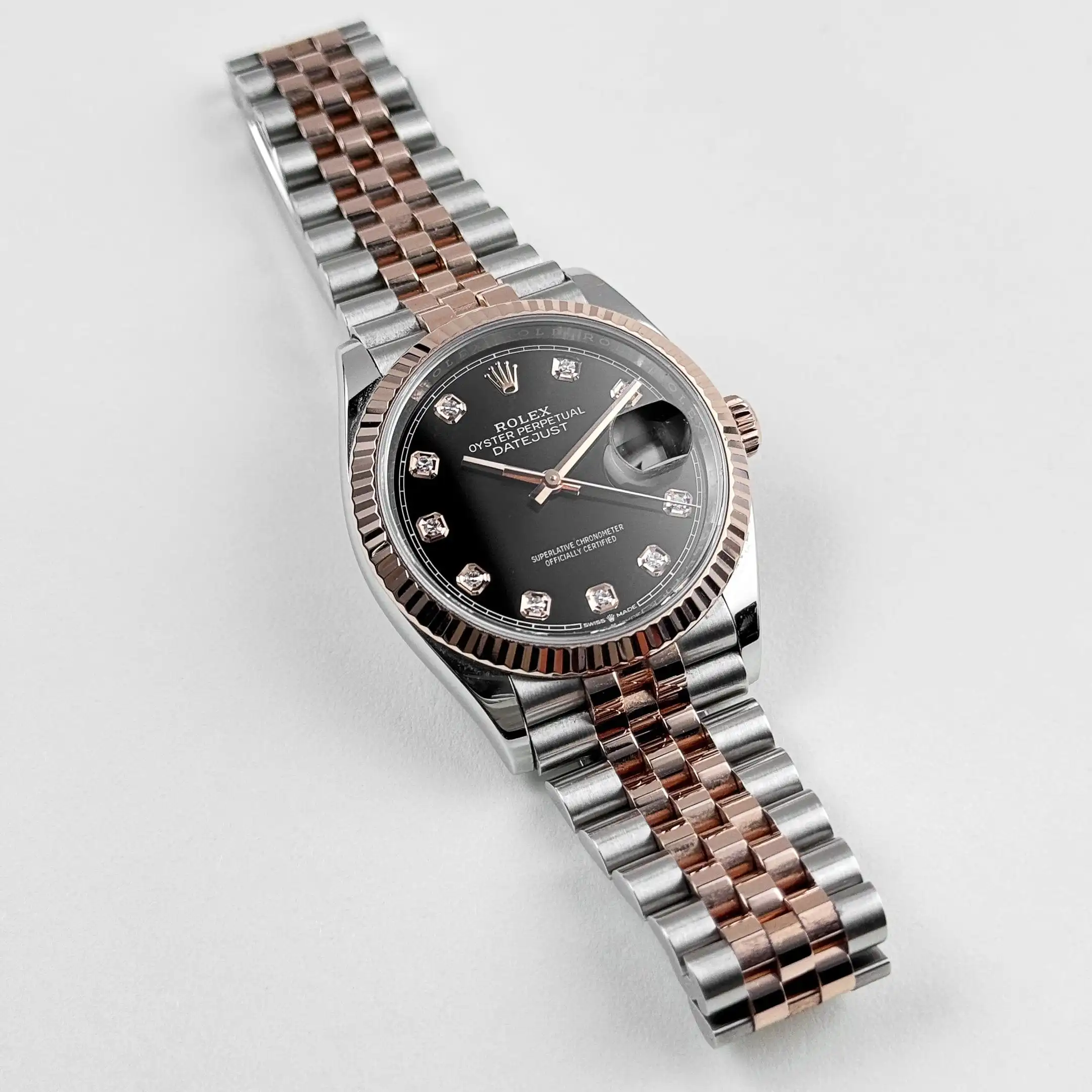 Rolex Datejust Replica 126231 Rose Gold Stainless Steel Black Diamond Dial - Image 4