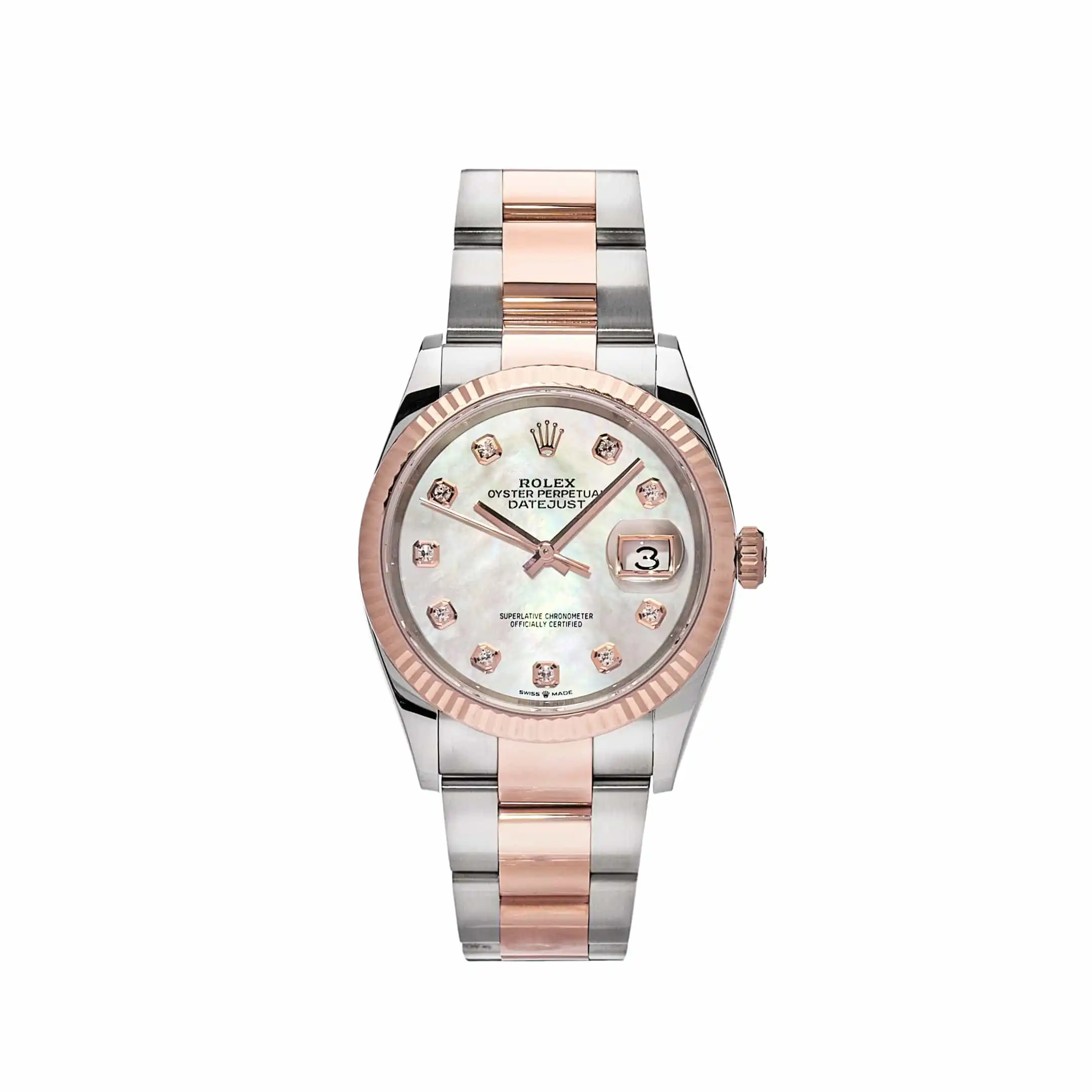Rolex Datejust Replica 126231 Rose Gold Stainless Steel Mother of Pearl Diamon