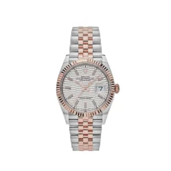 Rolex Datejust Replica 126231 Rose Gold Stainless Steel Silver Fluted Motif Dial