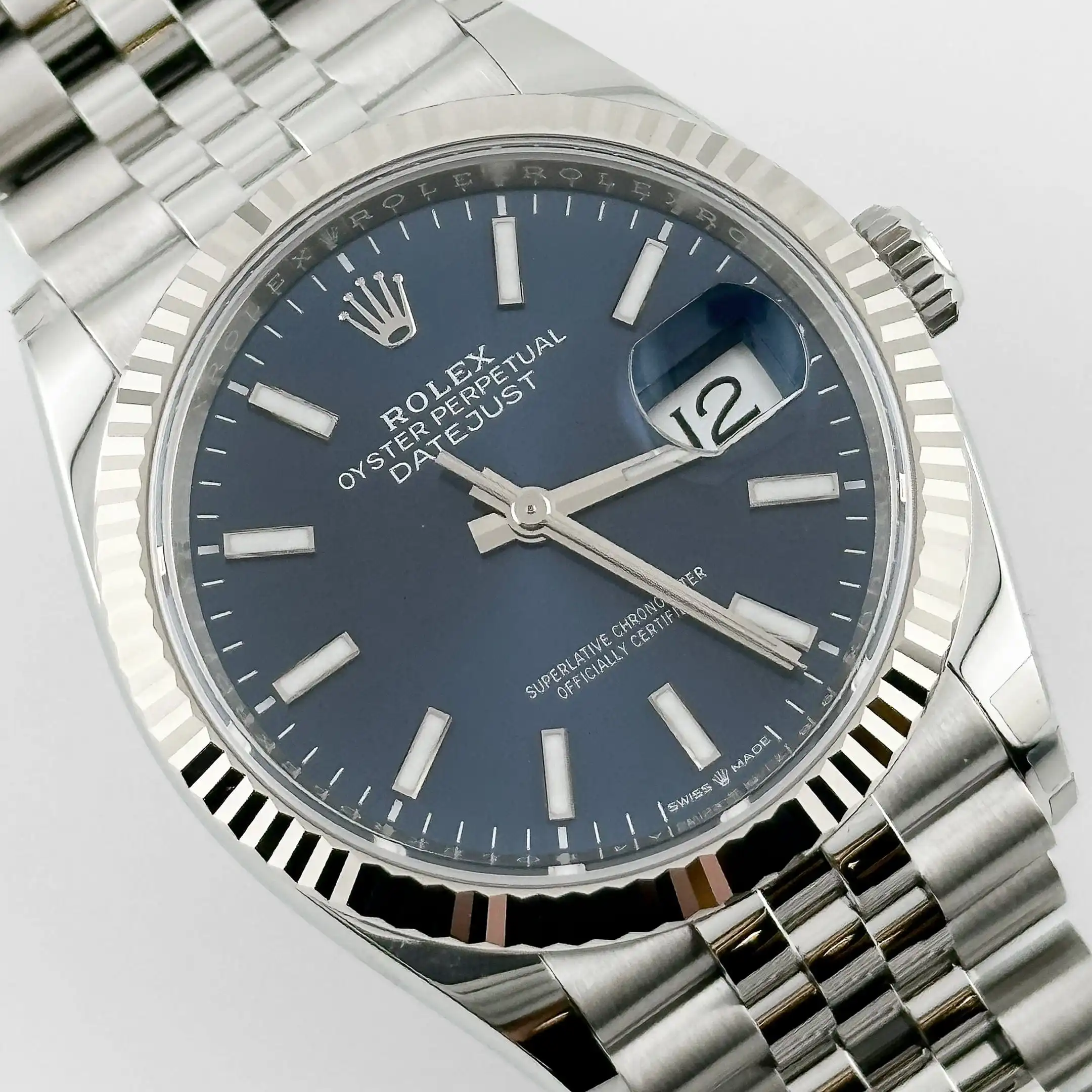 Rolex Datejust Replica 126234 White Gold Stainless Steel Blue Dial Jubilee - Image 2