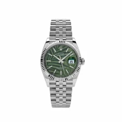 Rolex Datejust Replica 126234 White Gold Stainless Steel Olive Green Palm Moti