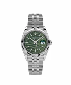 Rolex Datejust Replica 126234 White Gold Stainless Steel Olive Green Palm Moti
