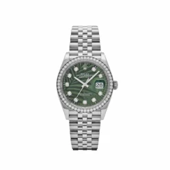 Rolex Datejust Replica 126284RBR Stainless Steel Green Palm Frond Diamond Dial