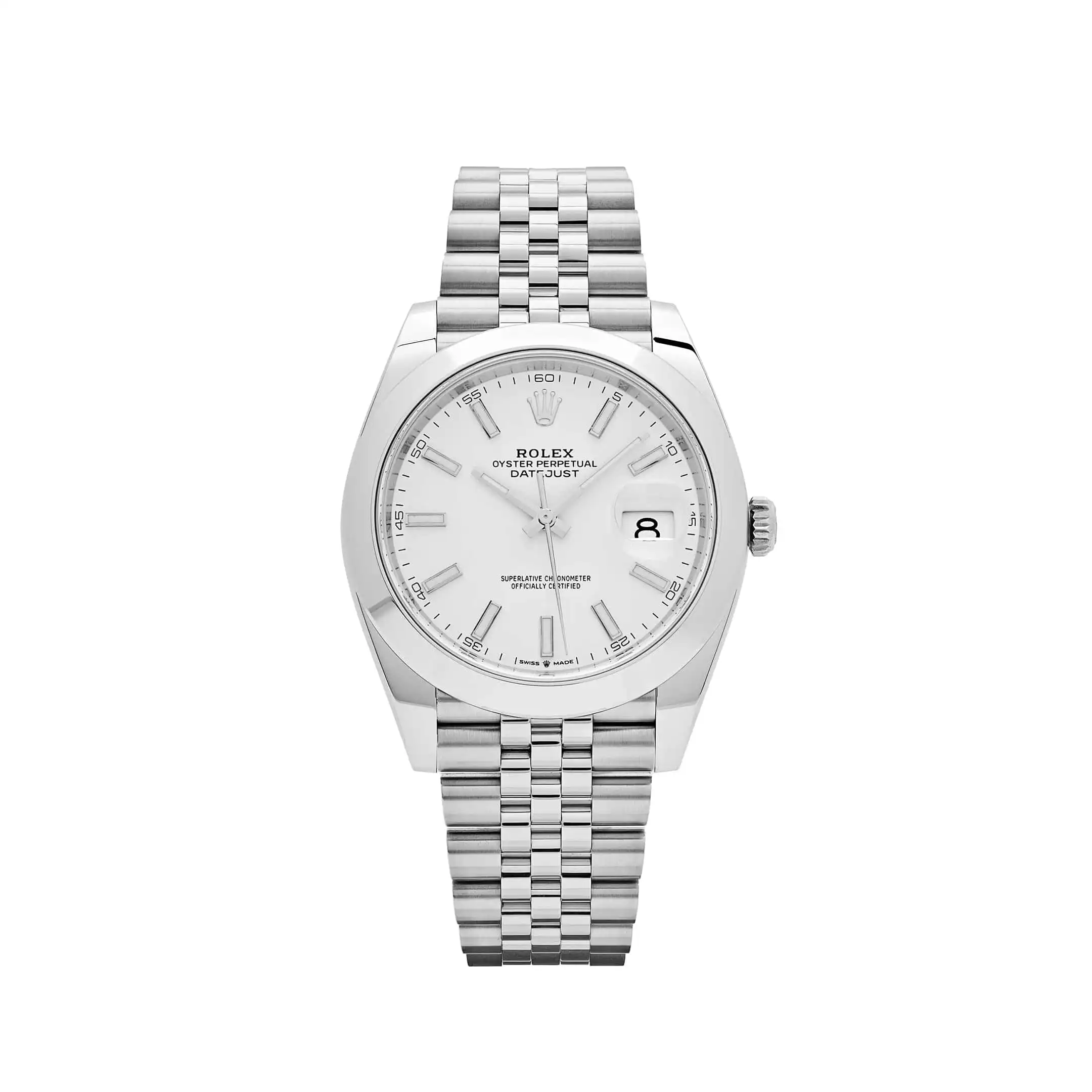 Rolex Datejust Replica 126300 Stainless Steel Stick White Dial Jubilee