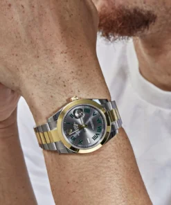 Alternative view of Rolex Datejust Replica 126303 ‘Wimbledon’ Yellow Gold Stainless Steel Slate Dial