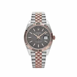 Rolex Datejust Replica 126331 Rose Gold Stainless Steel Rhodium Slate Fluted Motif Dial Jubilee