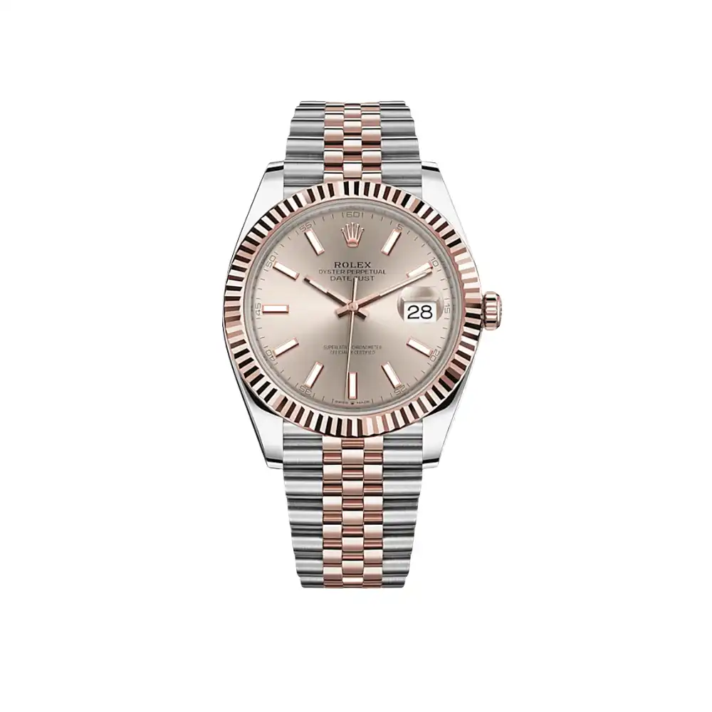 Rolex Datejust Replica 126331 Rose Gold Stainless Steel Sundust Dial Jubilee