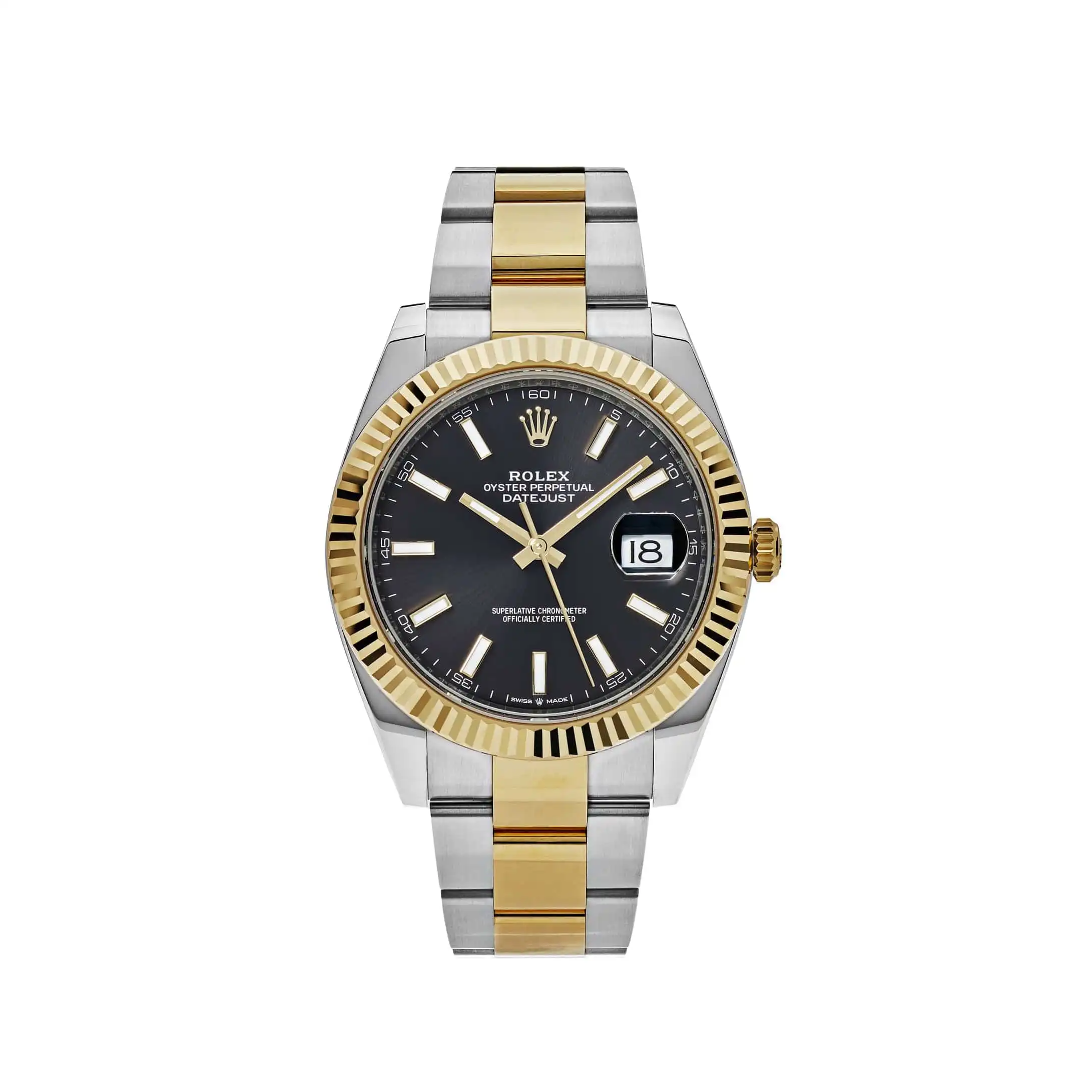 Rolex Datejust Replica 126333 Yellow Gold Stainless Steel Black Dial Oyster