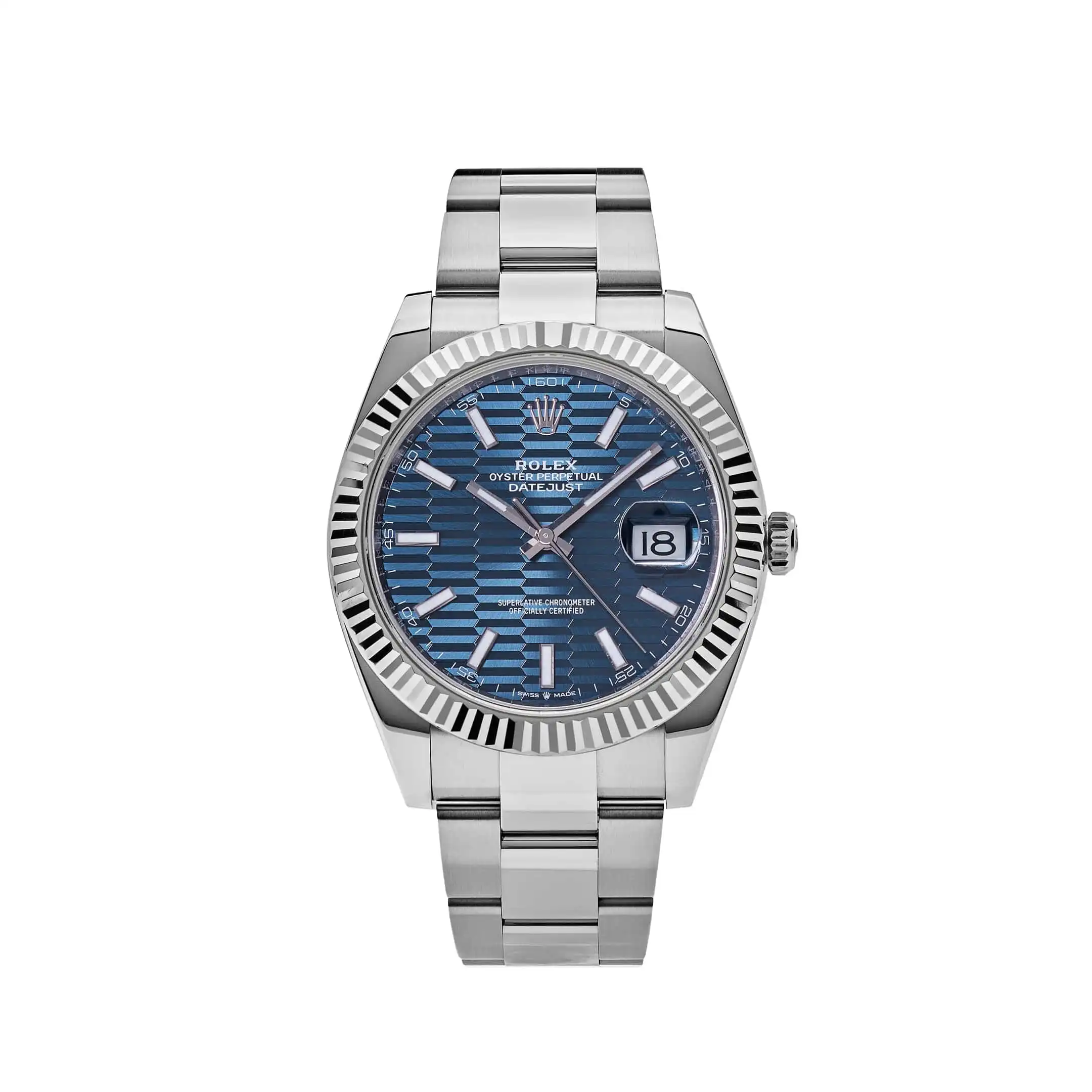 Rolex Datejust Replica 126334 Stainless Steel Fluted Motif Blue Dial Oyster