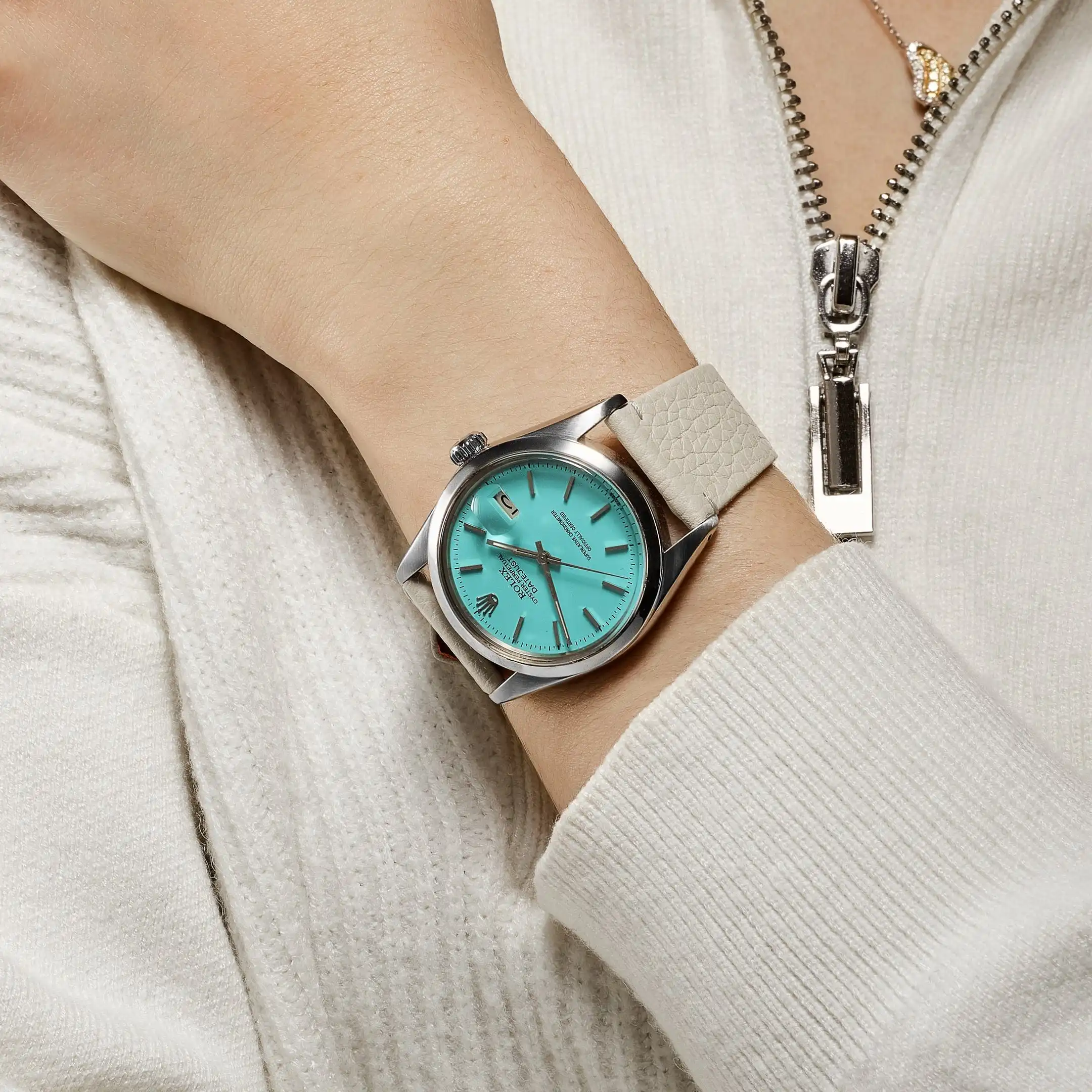 Rolex Datejust Replica 16000 Stainless Steel Aftermarket Turquoise Dial - Image 2