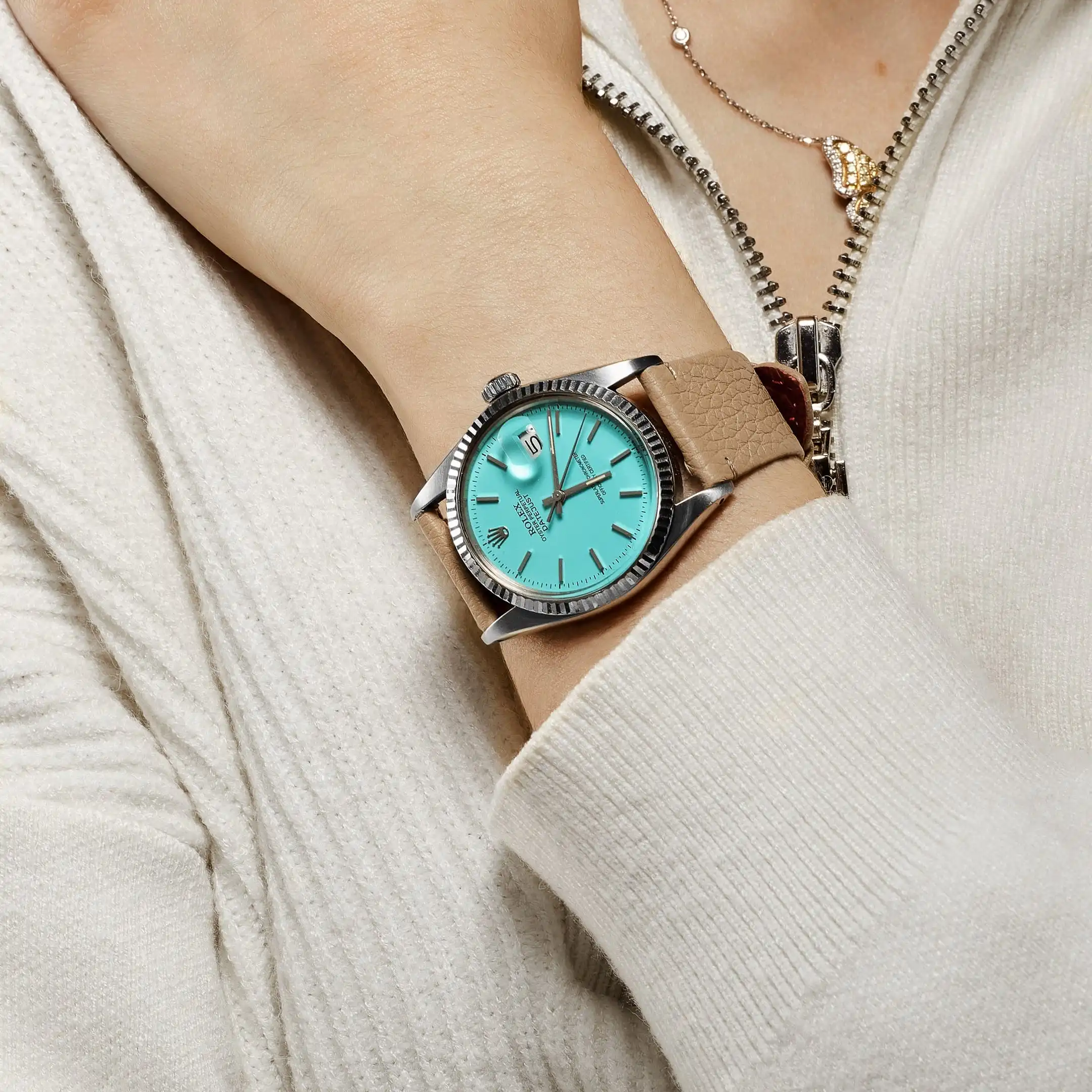 Rolex Datejust Replica 16014 Stainless Steel Aftermarket Turquoise Dial - Image 2