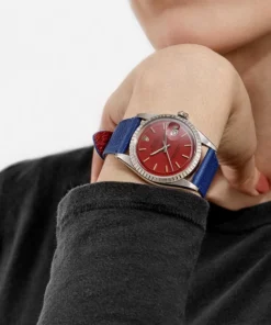 Alternative view of Rolex Datejust Replica 1603 Stainless Steel Aftermarket Red Dial
