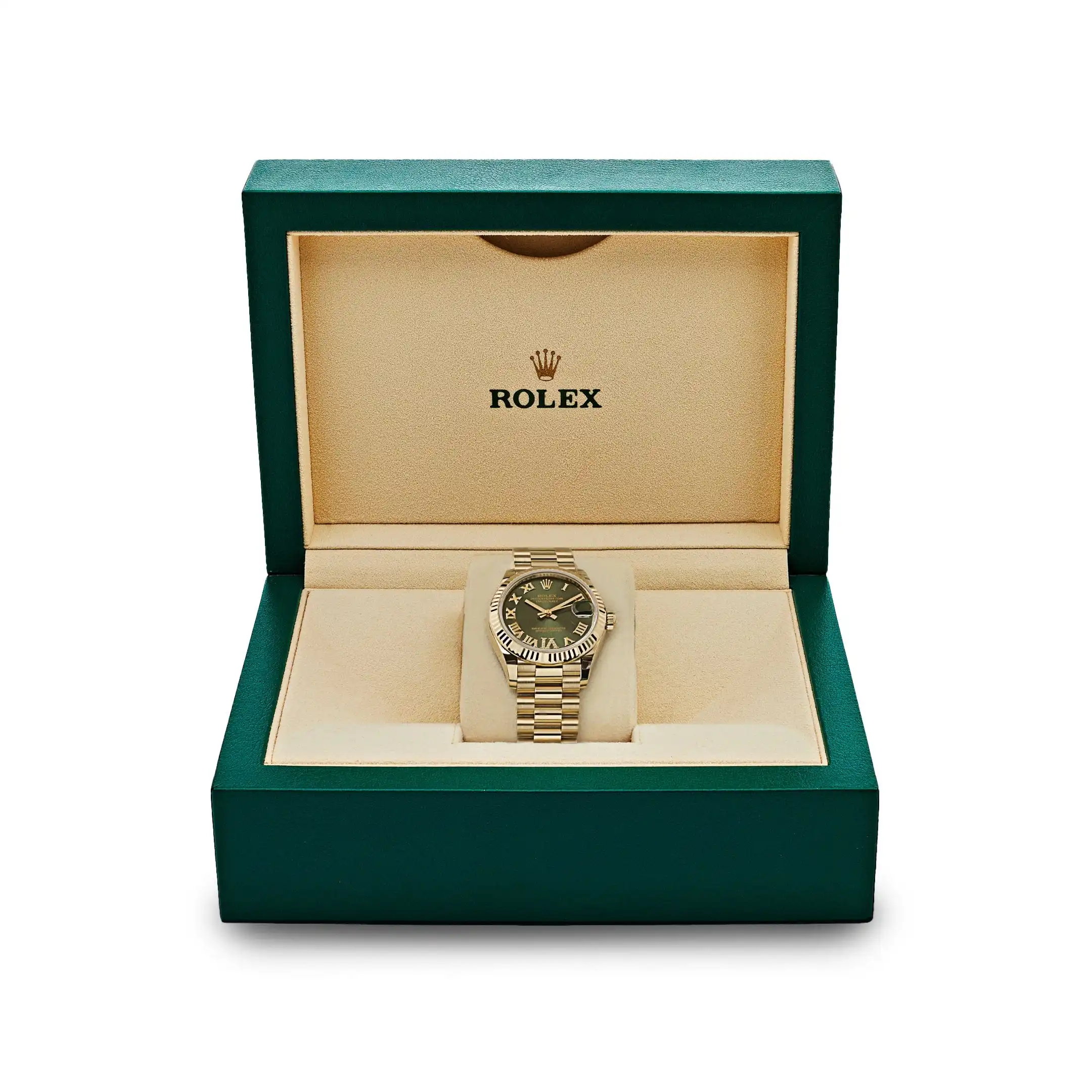 Rolex Datejust Replica 278278 ‘Ladies’ Yellow Gold Diamond Green Dial President - Image 7