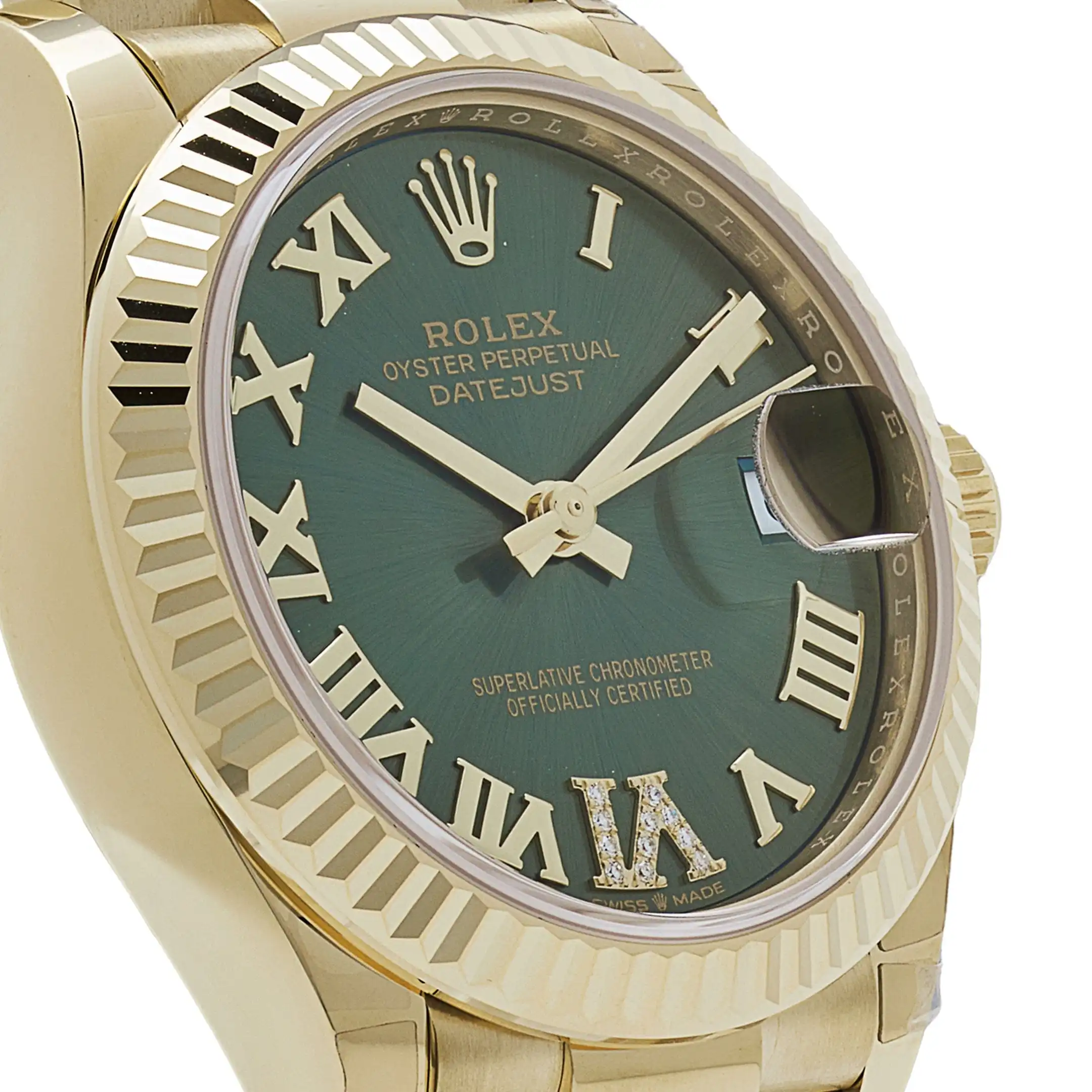 Rolex Datejust Replica 278278 ‘Ladies’ Yellow Gold Diamond Green Dial President - Image 5