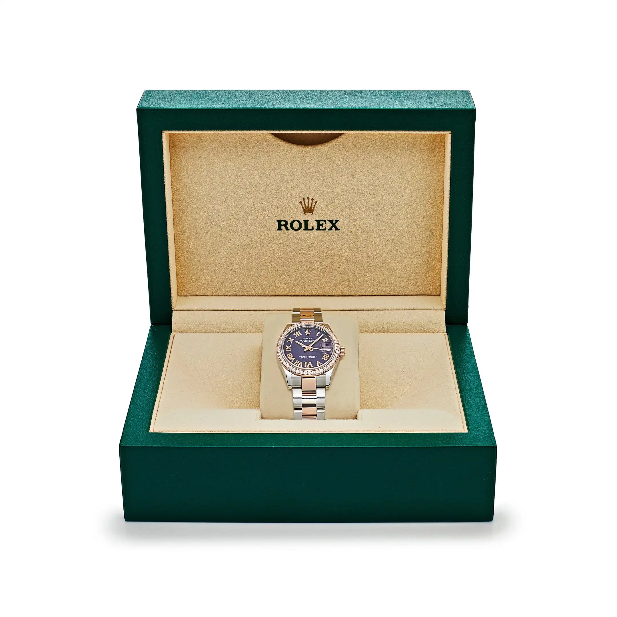 Rolex Datejust Replica 278381RBR ‘Ladies’ Stainless Steel Rose Gold Aubergine Purple Dial Diamond Bezel Oyster - Image 7