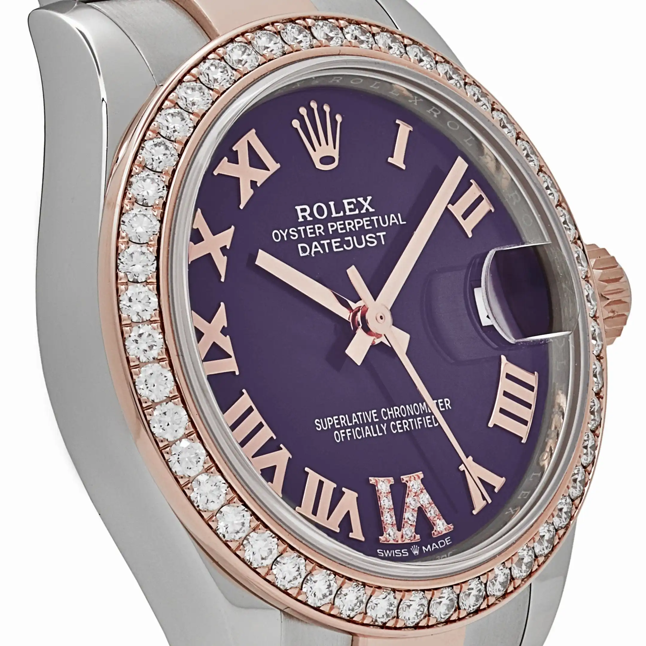 Rolex Datejust Replica 278381RBR ‘Ladies’ Stainless Steel Rose Gold Aubergine Purple Dial Diamond Bezel Oyster - Image 5