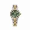 Rolex Datejust Replica 278383RBR ‘Ladies’ Yellow Gold Stainless Steel Green Roman Dial Diamond Bezel