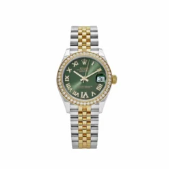 Rolex Datejust Replica 278383RBR ‘Ladies’ Yellow Gold Stainless Steel Green Roman Dial Diamond Bezel
