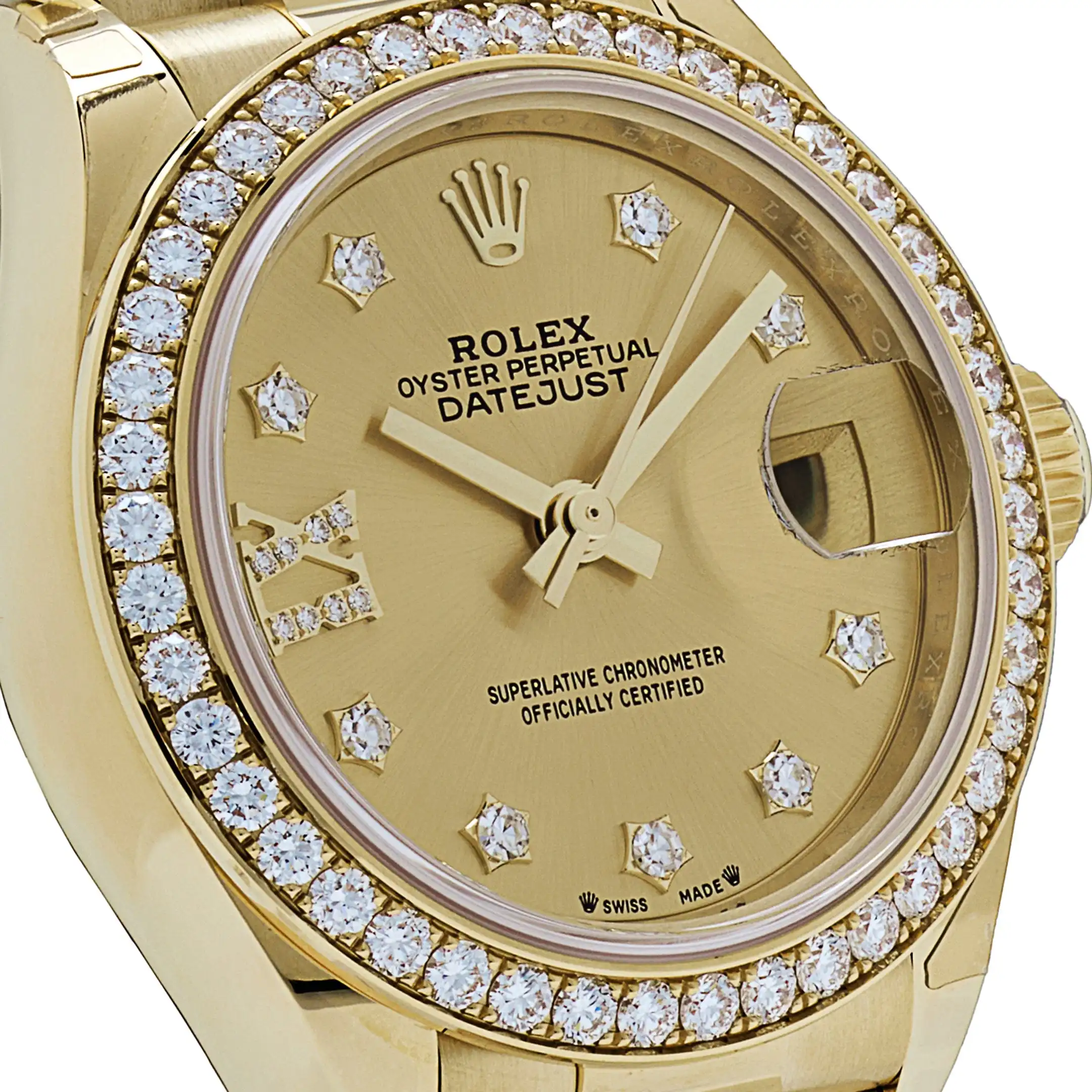 Rolex Datejust Replica 279138RBR ‘Ladies’ Yellow Gold Champagne Diamond Dial President - Image 5
