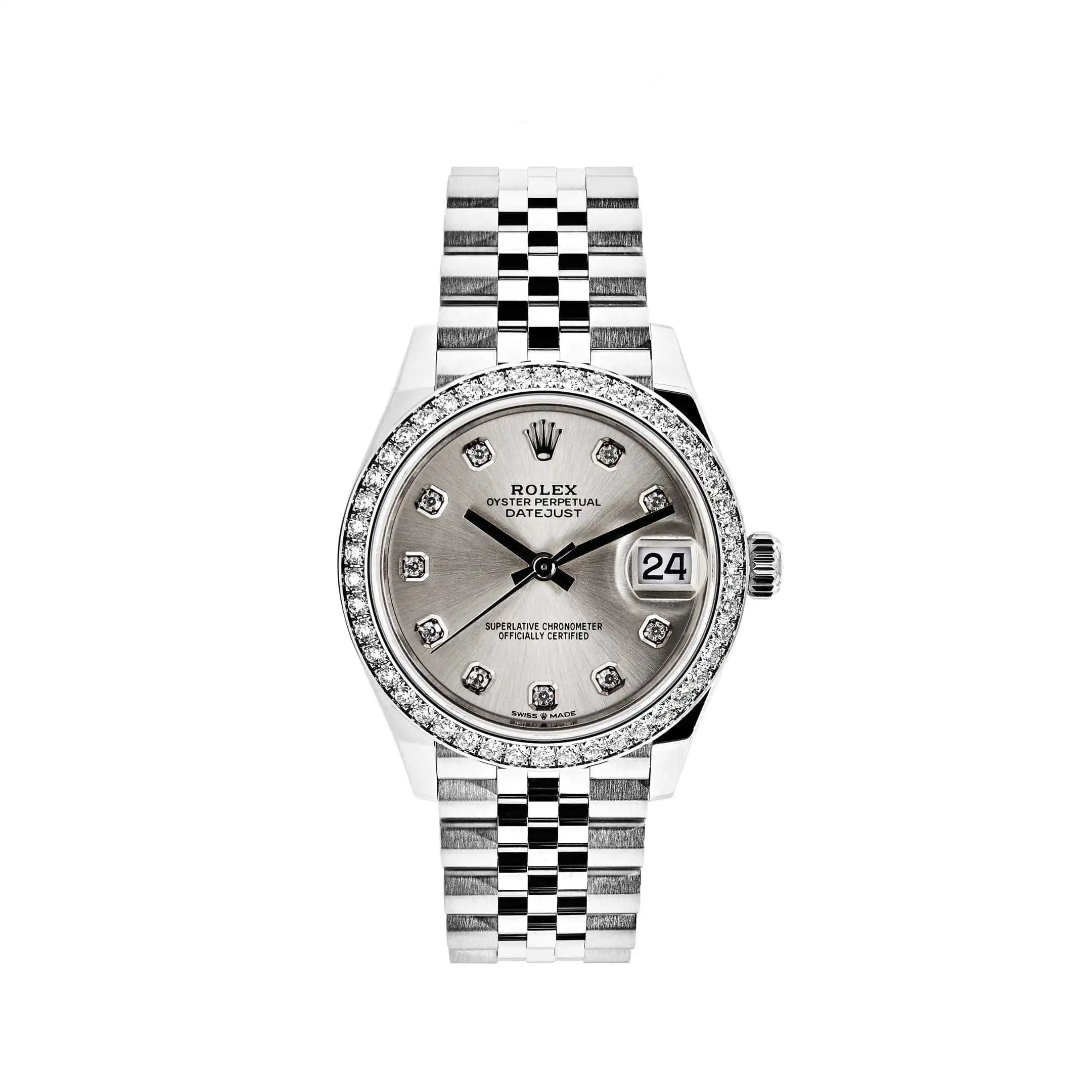 Rolex Datejust Replica 278384RBR Ladies White Gold Stainless Steel Silver Di - Image 2