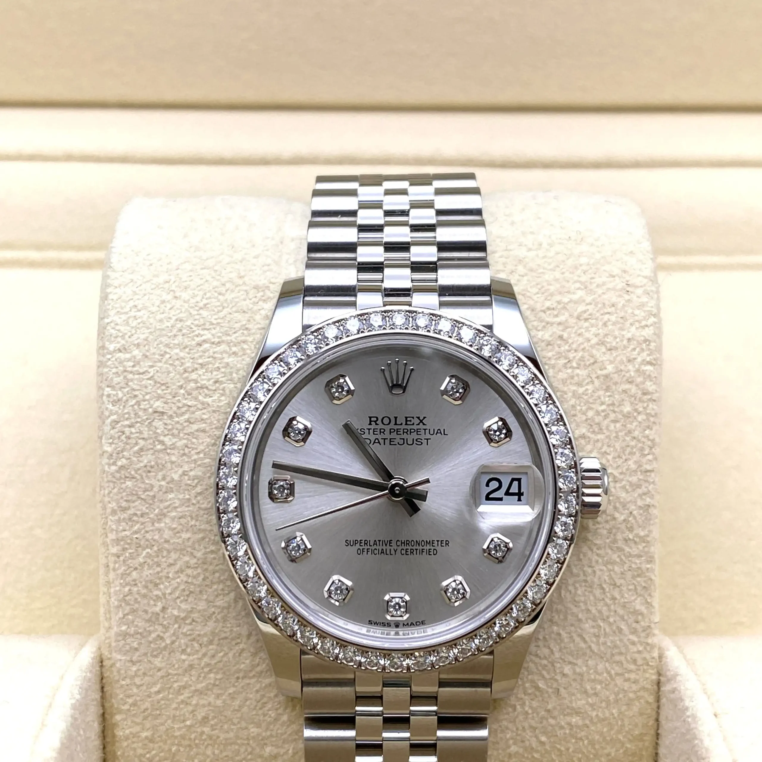 Rolex Datejust Replica 278384RBR Ladies White Gold Stainless Steel Silver Di - Image 4