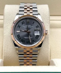 Alternative view of Rolex Datejust Replica 126231 Wimbledon Stainless Steel Rose Gold Slate Dial