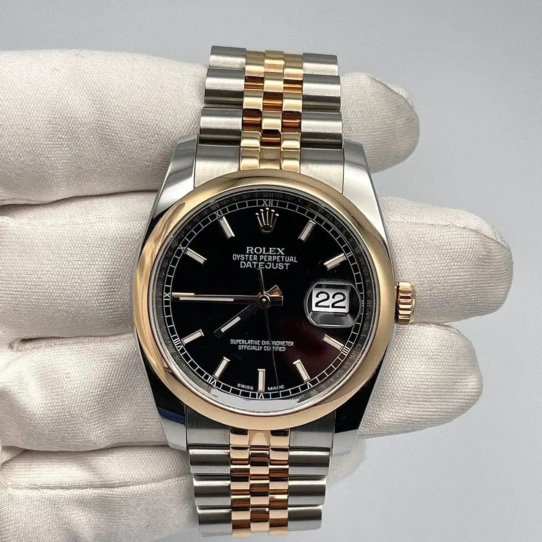 Rolex Datejust Replica 116201 Stainless Steel Rose Gold Black Dial - Image 3